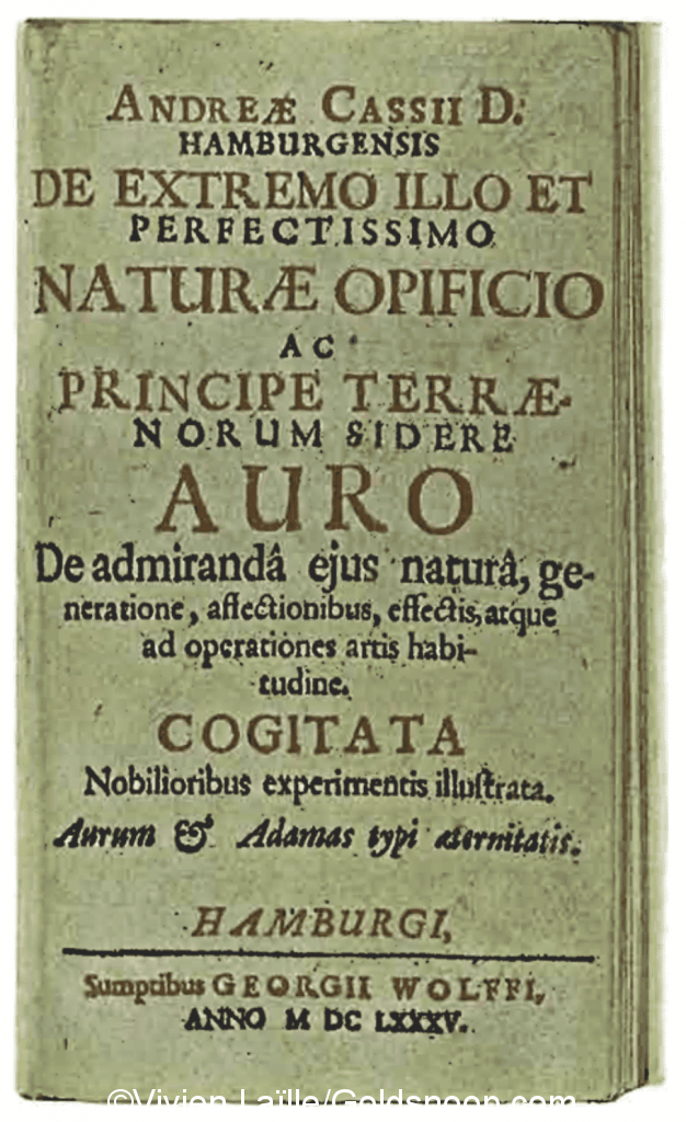 De Auro par Andreas Cassius publié à Hamburg en 1685